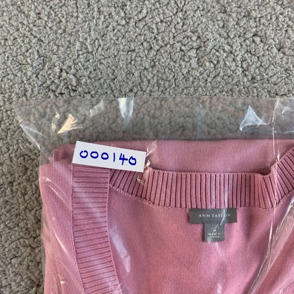 Ann Taylor Loft Sweater Top Womens Medium Silk Nylon Stretch Scoop Neck Pink - Picture 12 of 12